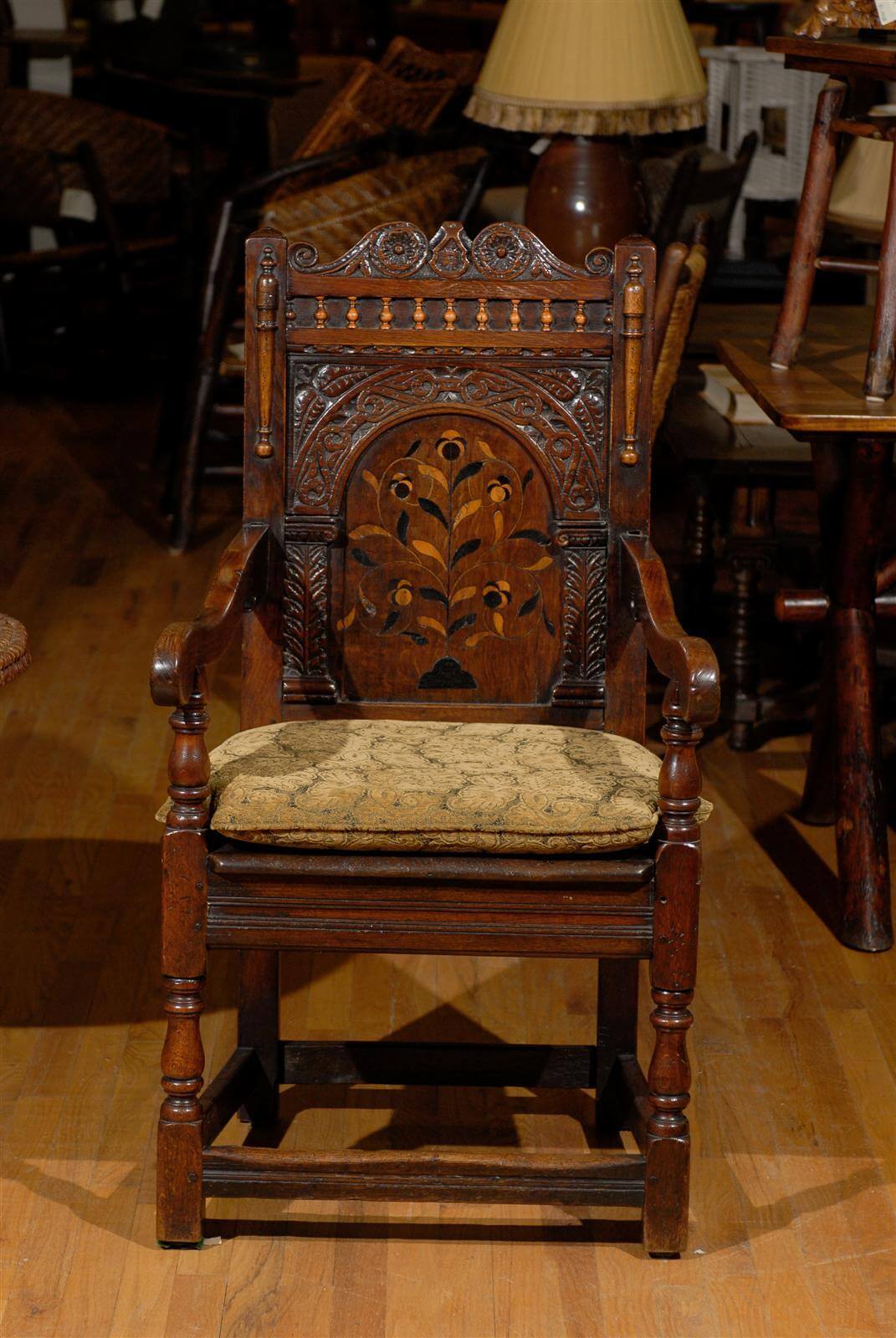 18th Century English Joined Armchair with Wonderful Inlay #106BF - Image 6