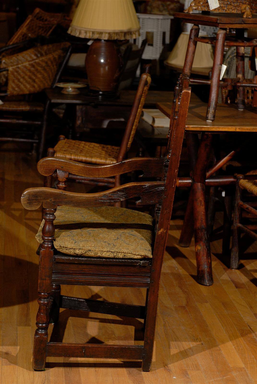 18th Century English Joined Armchair with Wonderful Inlay #106BF - Image 9