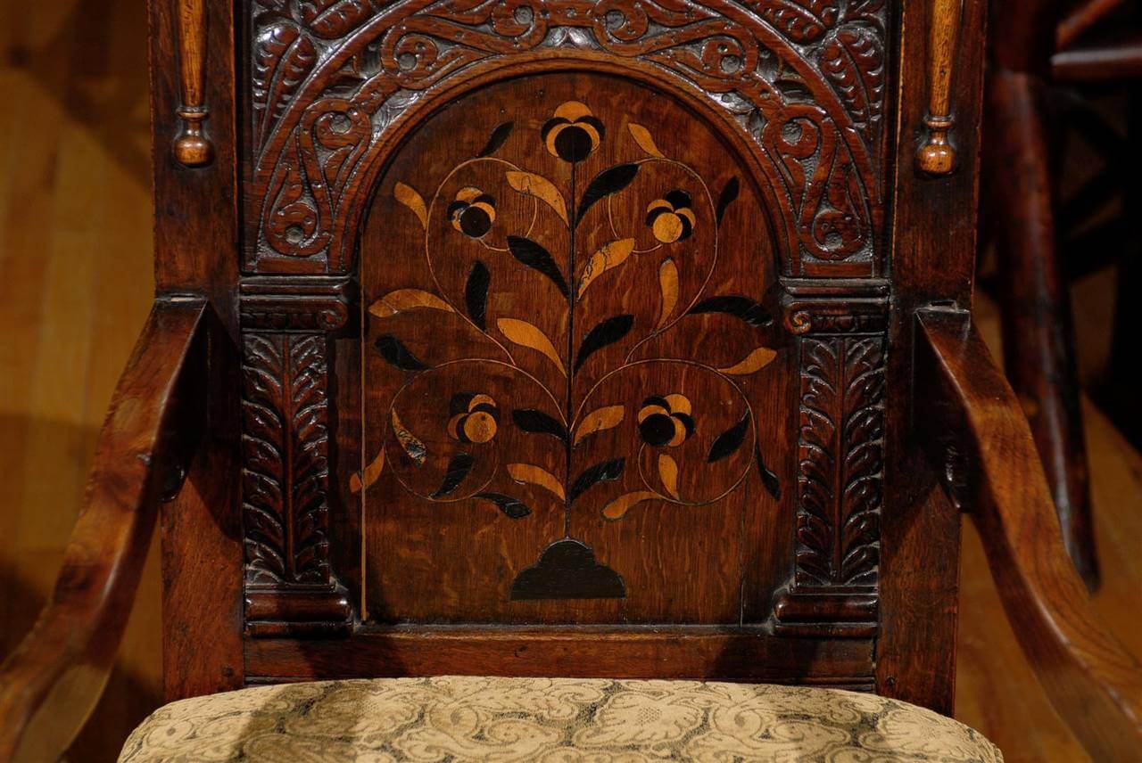 18th Century English Joined Armchair with Wonderful Inlay #106BF - Image 3