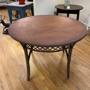 ON HOLD Bar Harbor round wicker table #DR102