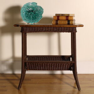 Wicker Side Table with Magazine Holder #KN412