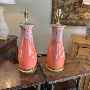 #196CW  Pair of Charlie West Pottery Lamps