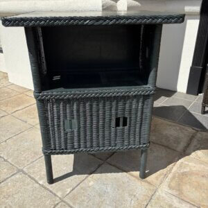 #1324 American Antique Wicker Table with Shelves c1900-1920