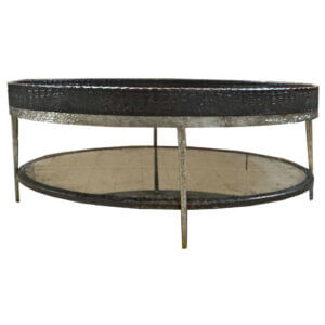 Metal & Leather Mirrored Coffee Table