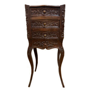 Louis XV Style Carved Oak Bedside Table #FR-2024a-92-DRG