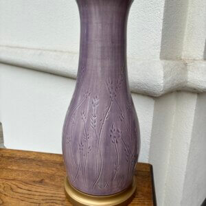 #268CW Single Etched Charlie West Pottery Lamp