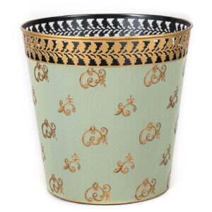 Eastern Swirl Metal Trash Can – Sage