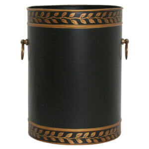 Grecian Leaves Metal Trash Can – Black