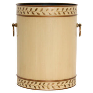Grecian Leaves Metal Trash Can – Ivory