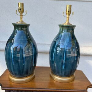 CAN BE ORDERED.    #299CW Pair of Charlie West Pottery Lamps