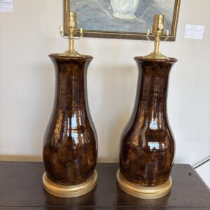 ON HOLD #327CW Pair of Charlie West Pottery Lamps