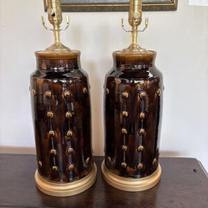 #343 CW Pair of Charlie West Pottery Lamps