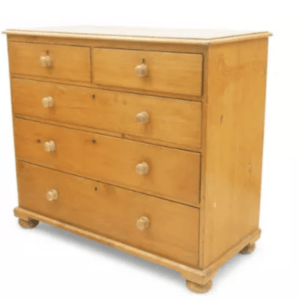 KN6-51 English Pine Chest with Bun Feet 19th C